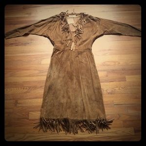 Vintage Suede Fringe Cowgirl Pocahontas Dress